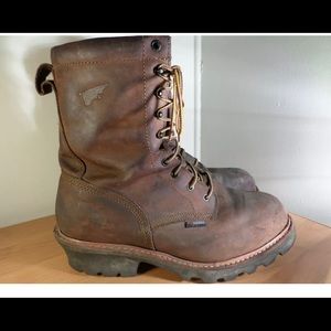 RED WING LOGGERMAX Men's Size 12 E2 (Wide)  Brown Leather Steel Toe Boots - Used